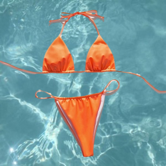 Copy - Peach Latex Bikini - Picture 1 of 8